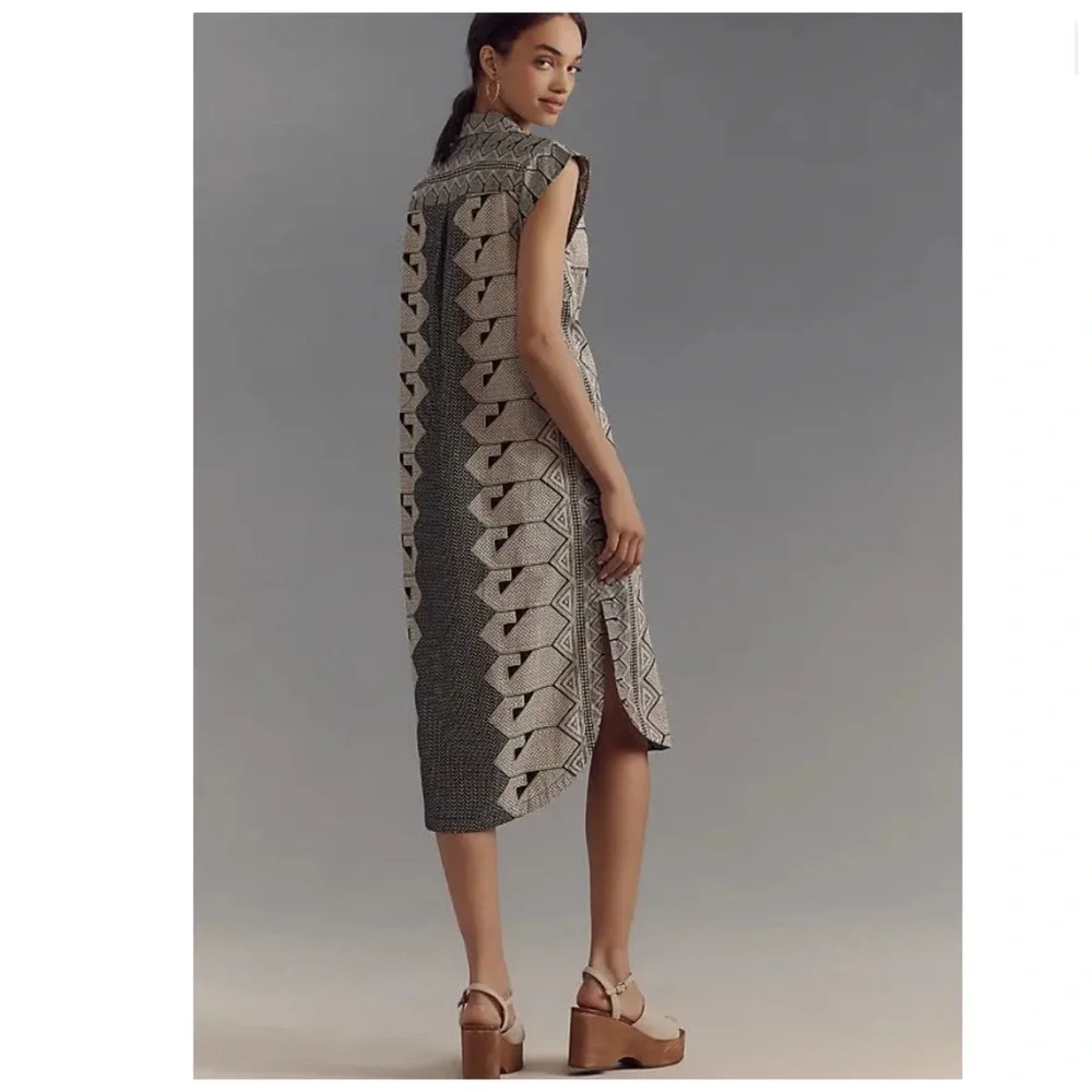 NWT Anthropologie Maeve The Lillian Button-Front Cotton Midi Dress, L - Picture 5 of 13